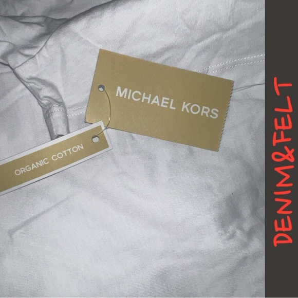 Michale Kors Women’s Silver Logo Cotton White Short Sleeve T-Shirt/Tee | NEW/NWT - Picture 4 of 10